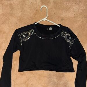 H&M Black Jeweled Sweatshirt